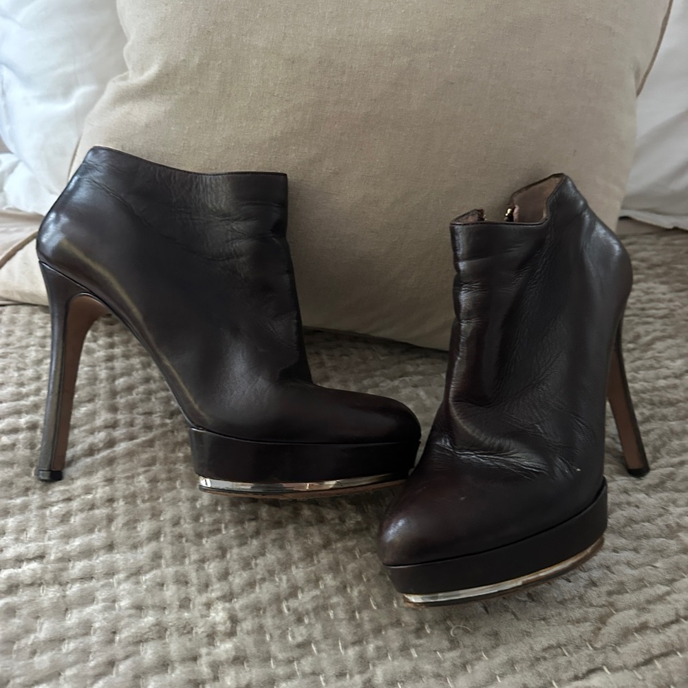 Vince Camuto Dark Brown Leather Heeled Boots